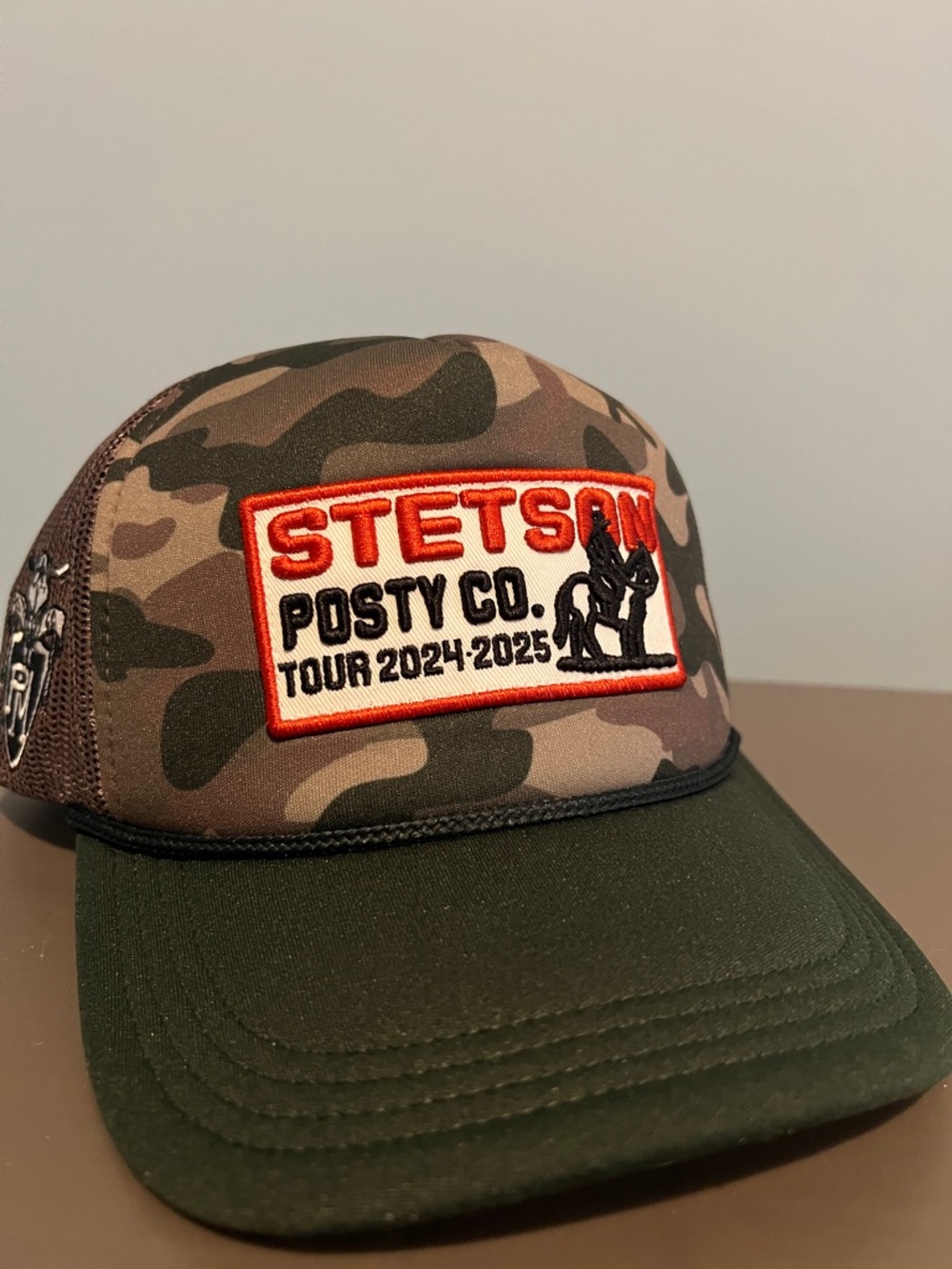 Stetson x Post Malone Camo Trucker Hat with Olive Brim